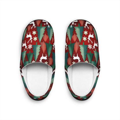 Men'sslipper Nordicchristmas Men's IndoorSlippers Christmascolor Red ChristmasTree Green Reindeerdesign Christmassnowflakes Rusticchristmas