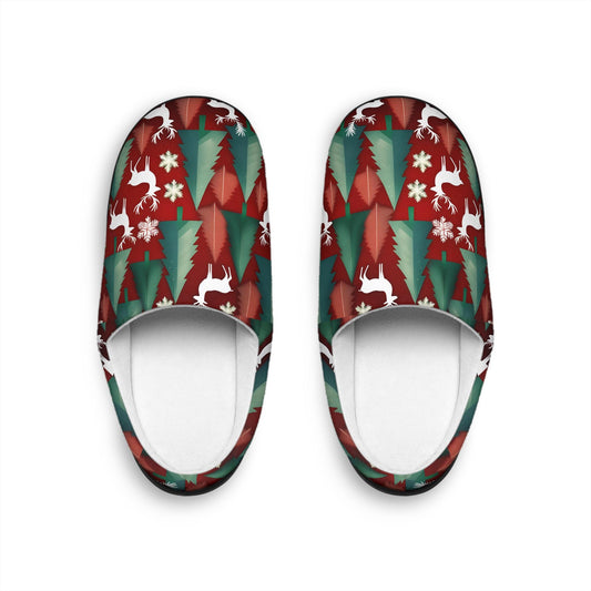 Men'sslipper Nordicchristmas Men's IndoorSlippers Christmascolor Red ChristmasTree Green Reindeerdesign Christmassnowflakes Rusticchristmas