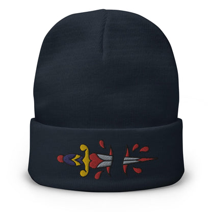 Dagger Traditional Tattoo Beanie, Tattoo Inspired Clothing, Embroidered Beanie, Knife Beanie, Old School Tattoo Hat, Tattoo Art Hats