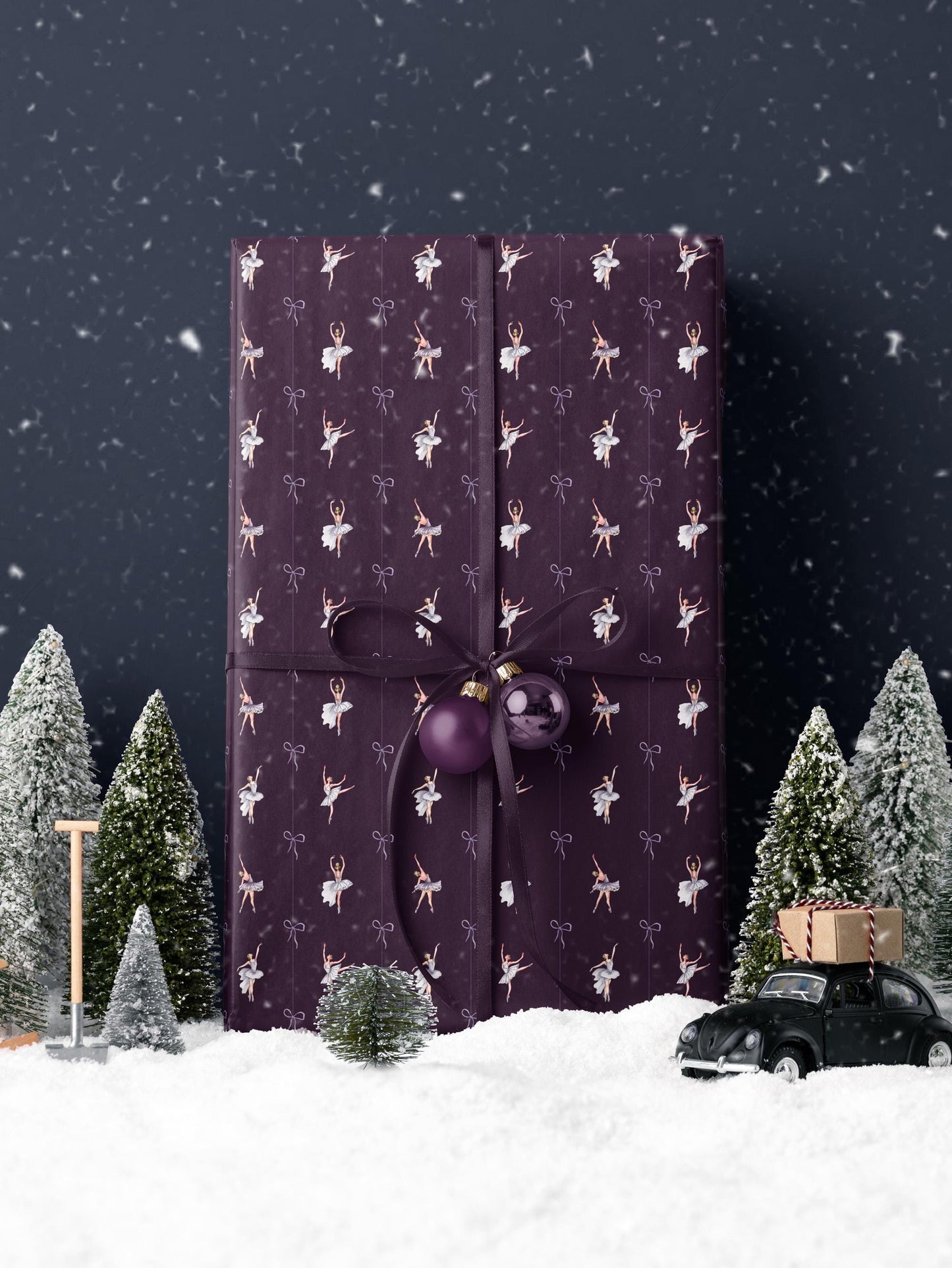Ballerina Birthday Party Wrapping Paper Girl Gift Wrap Purple Wrapping Paper Ballet Gift Wrap for Holiday Wrapping Paper Children Gift Idea
