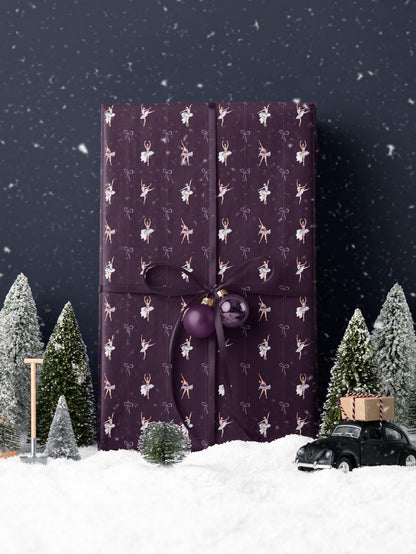 Ballerina Birthday Party Wrapping Paper Girl Gift Wrap Purple Wrapping Paper Ballet Gift Wrap for Holiday Wrapping Paper Children Gift Idea