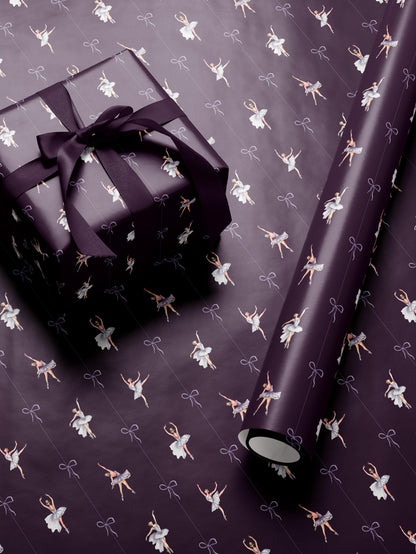 Ballerina Birthday Party Wrapping Paper Girl Gift Wrap Purple Wrapping Paper Ballet Gift Wrap for Holiday Wrapping Paper Children Gift Idea