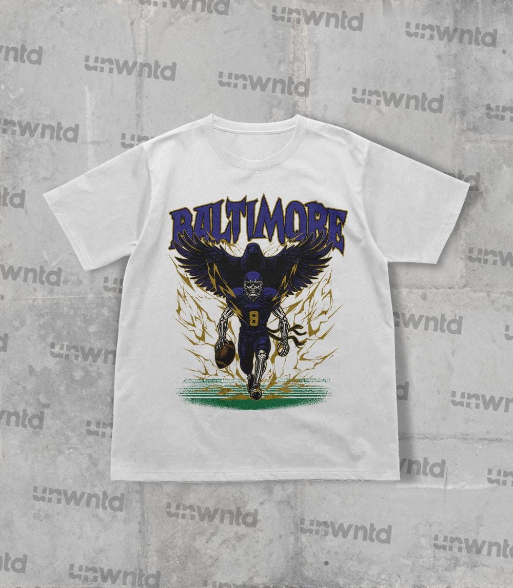 Baltimore Football Shirt - Graphic Tees - Skeleton Shirt - Merch Tee - Gift Shirt - Bootleg Shirt - Vintage - Skeleton Football Shirt