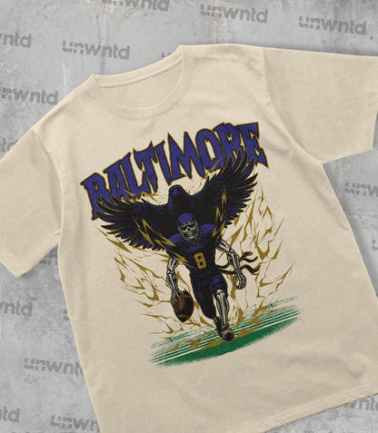Baltimore Football Shirt - Graphic Tees - Skeleton Shirt - Merch Tee - Gift Shirt - Bootleg Shirt - Vintage - Skeleton Football Shirt