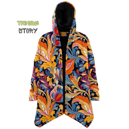 Micro-fleece Psychedelic Paisley Print Hooded Cloak,Festival Rave Party Wear EDM Festival Cape, Psychedelic Cape,Men's Rave Cape,Psy Clothes
