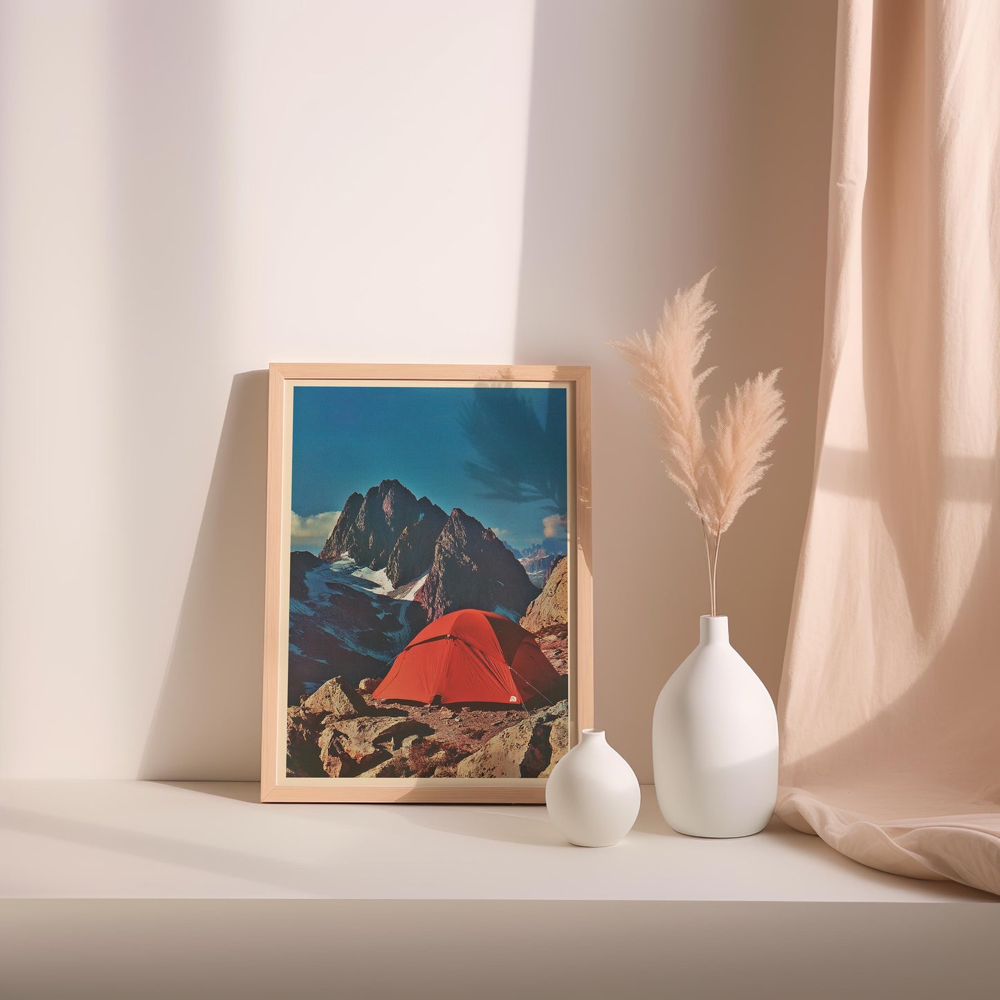 Vintage Mountaineering Advertisement Photo Poster Retro Outdoor Tent Camping Print 1980s Hiking Magazine Art Rock Climbing Summiting Poster