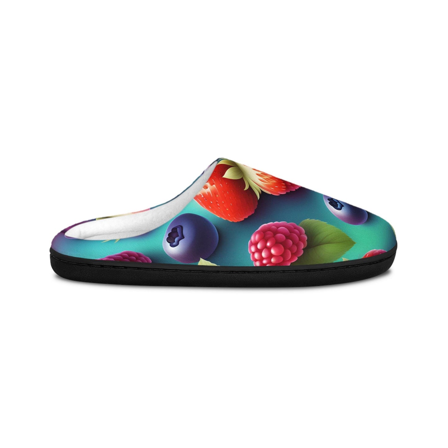 Veryberry Seafoamgreen Women's Slippersshoes Mixedberries Bluegreen Gradient Homeslipper Antiskid Black Rubbersole Fleece Slipper 3 Sizes
