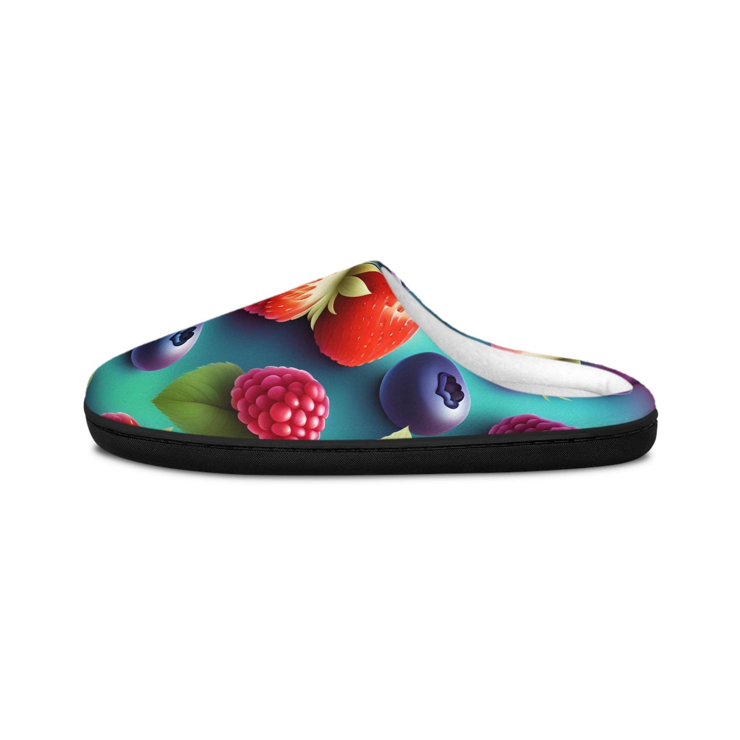 Veryberry Seafoamgreen Women's Slippersshoes Mixedberries Bluegreen Gradient Homeslipper Antiskid Black Rubbersole Fleece Slipper 3 Sizes
