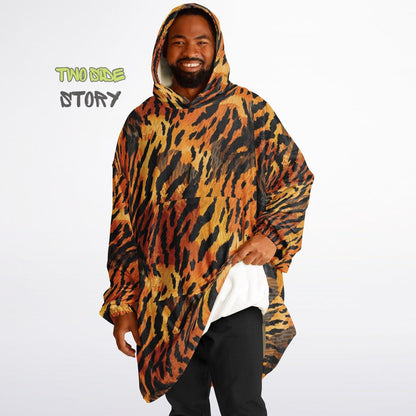 Unisex Animal Print Snug Hoodie,Tiger Print Hooded Blanket,Blanket with Sleeves,Lounge Wear,Unique Gifts,Novelty Gifts, Christmas Gift