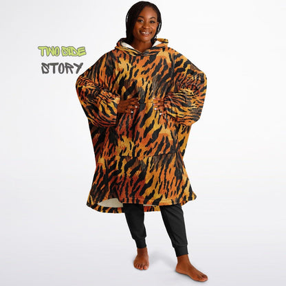 Unisex Animal Print Snug Hoodie,Tiger Print Hooded Blanket,Blanket with Sleeves,Lounge Wear,Unique Gifts,Novelty Gifts, Christmas Gift