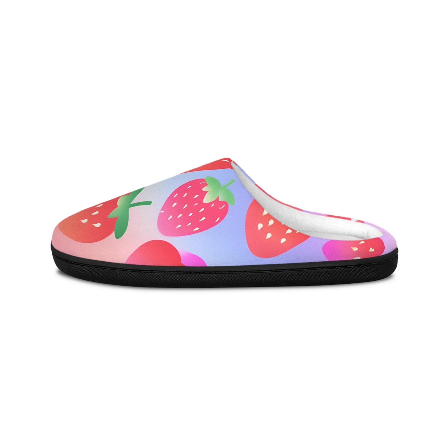 Slippers, Pink Blue Gradient, Strawberries, Women's Shoes, House Shoes, Indoor Footwear, Gift for Her