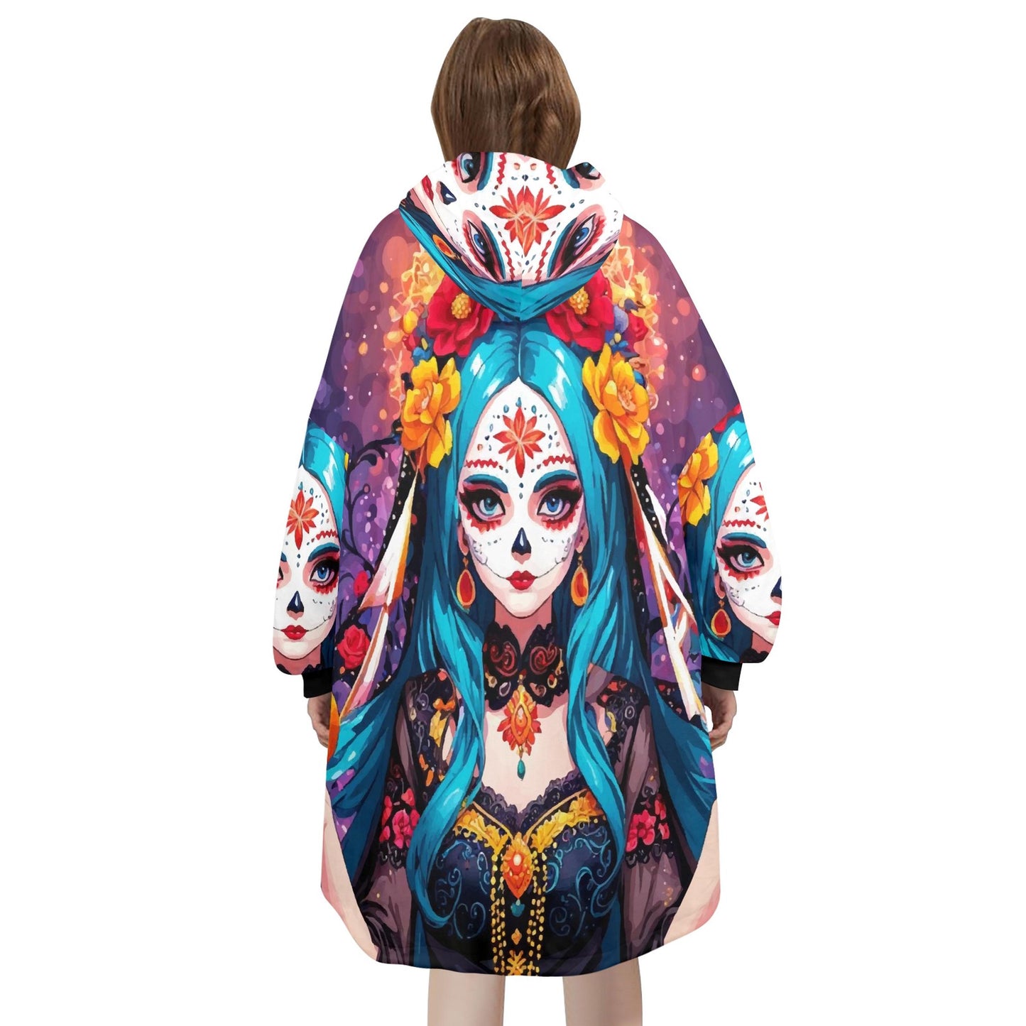 Día De Los Muertos Blanket Hoodie Personalized Fleece Loungewear