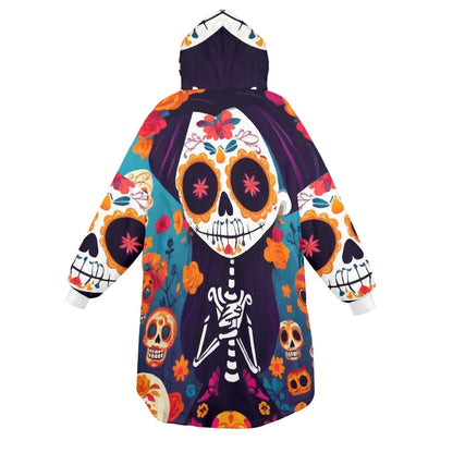 Calavera Blanket Hoodie Personalized Día De Los Muertos Blanket
