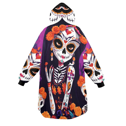 Día De Los Muertos Blanket Hoodie Personalized Fleece Loungewear