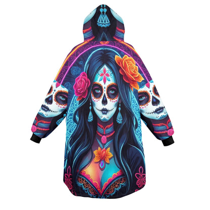 Day of the Dead Blanket Hoodie Día De Los Muertos Chicano Blanket