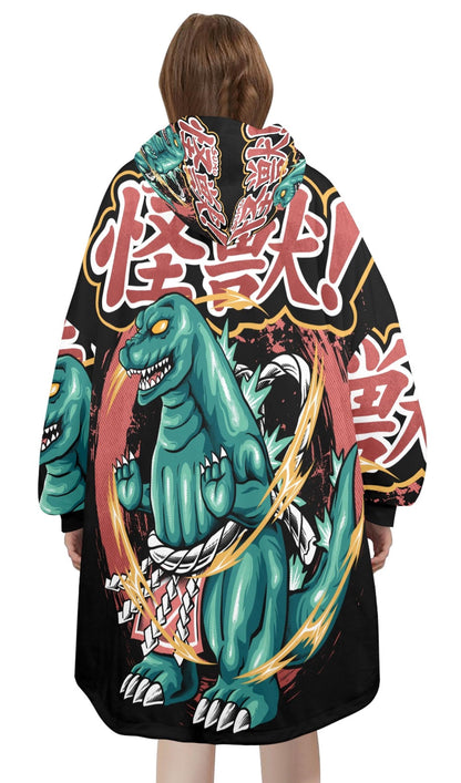 Godzilla Blanket Hoodie Personalized Kaiju Fleece Lounger