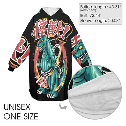 Godzilla Blanket Hoodie Personalized Kaiju Fleece Lounger