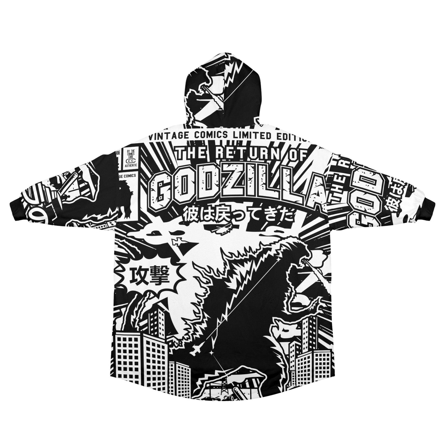Blanket Hoodie personalized blankets hoodie that is a blanket Retro Godzilla Gojira Kaiju