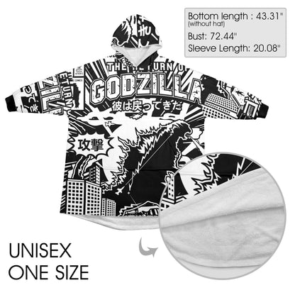 Blanket Hoodie personalized blankets hoodie that is a blanket Retro Godzilla Gojira Kaiju