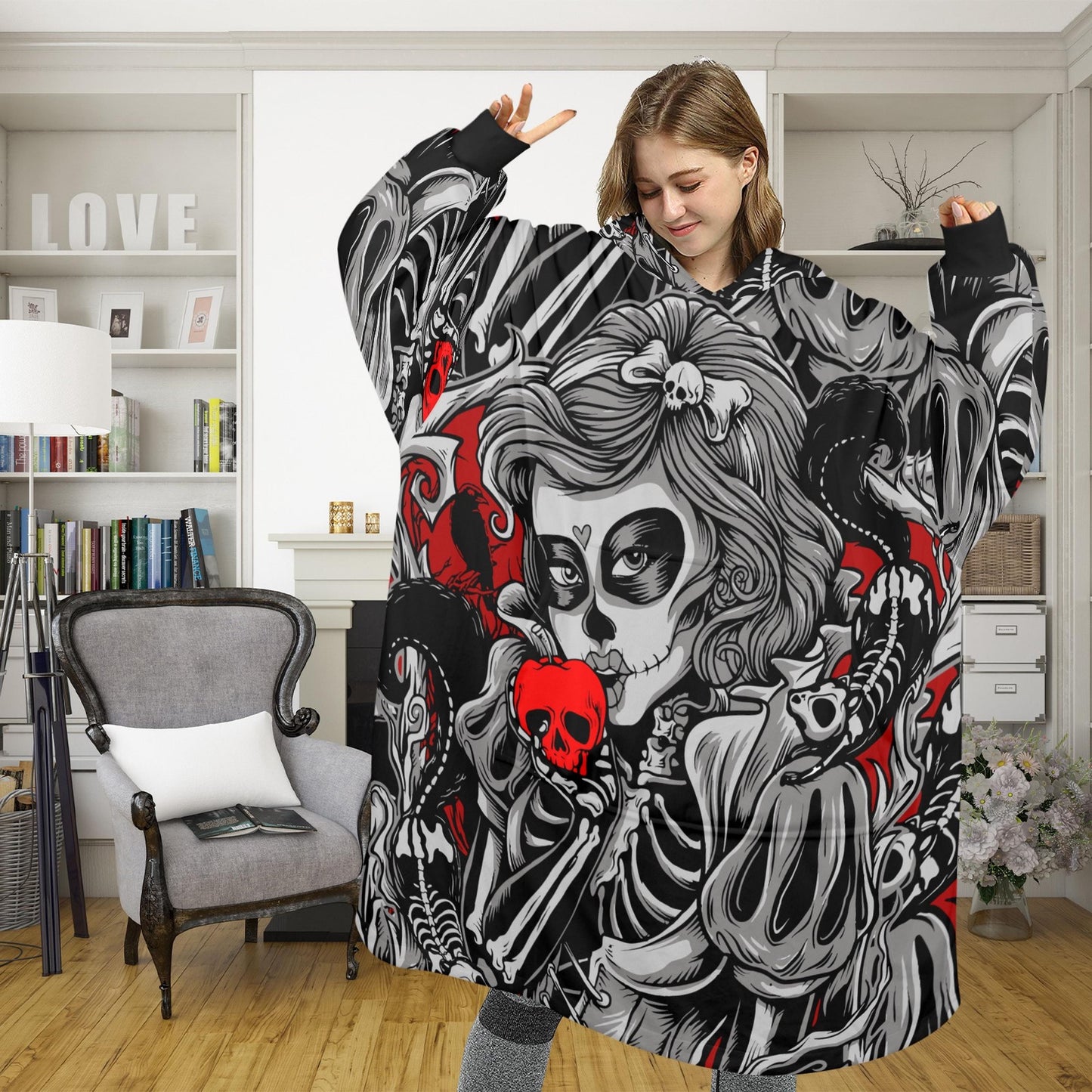 Blanket Hoodie personalized blankets hoodie that is a blanket Comics La Catrina Día De Los Muertos