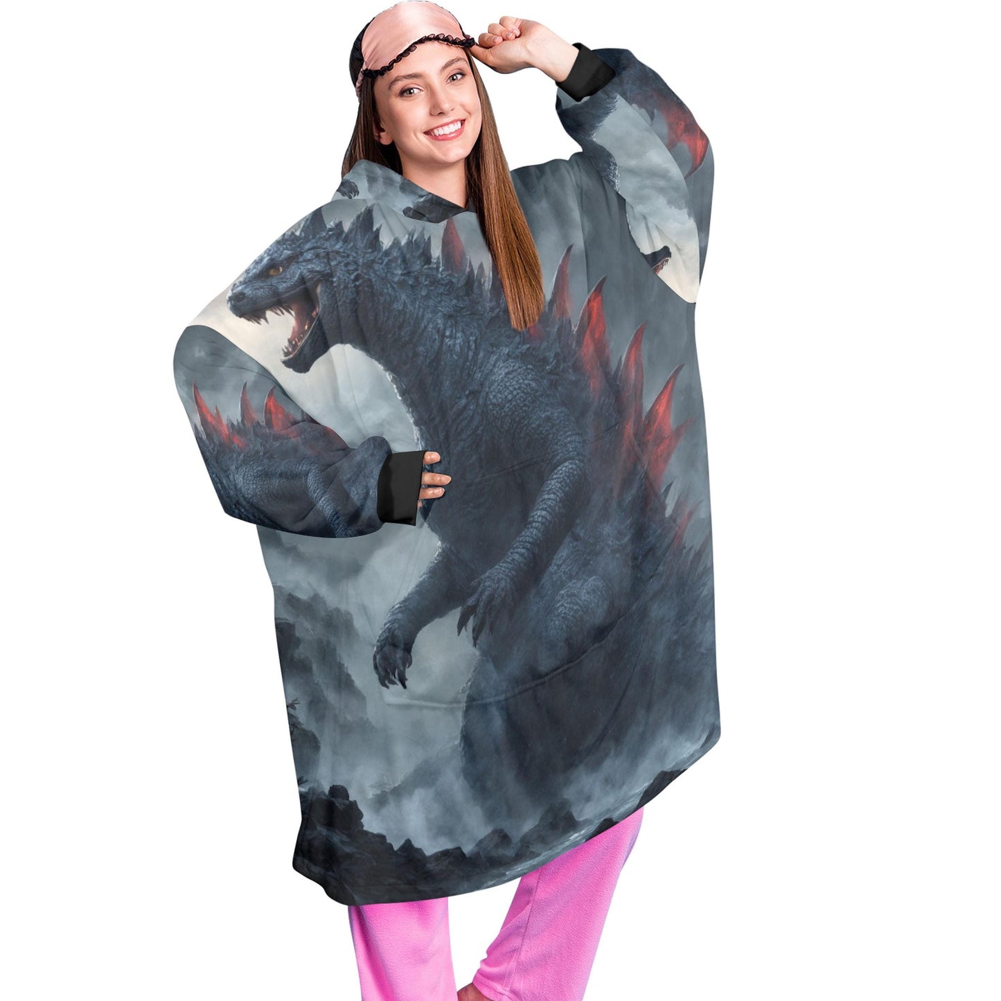 Godzilla Blanket Hoodie Kaiju Comics Art Personalized Fleece Blanket