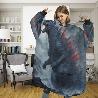 Godzilla Blanket Hoodie Kaiju Comics Art Personalized Fleece Blanket