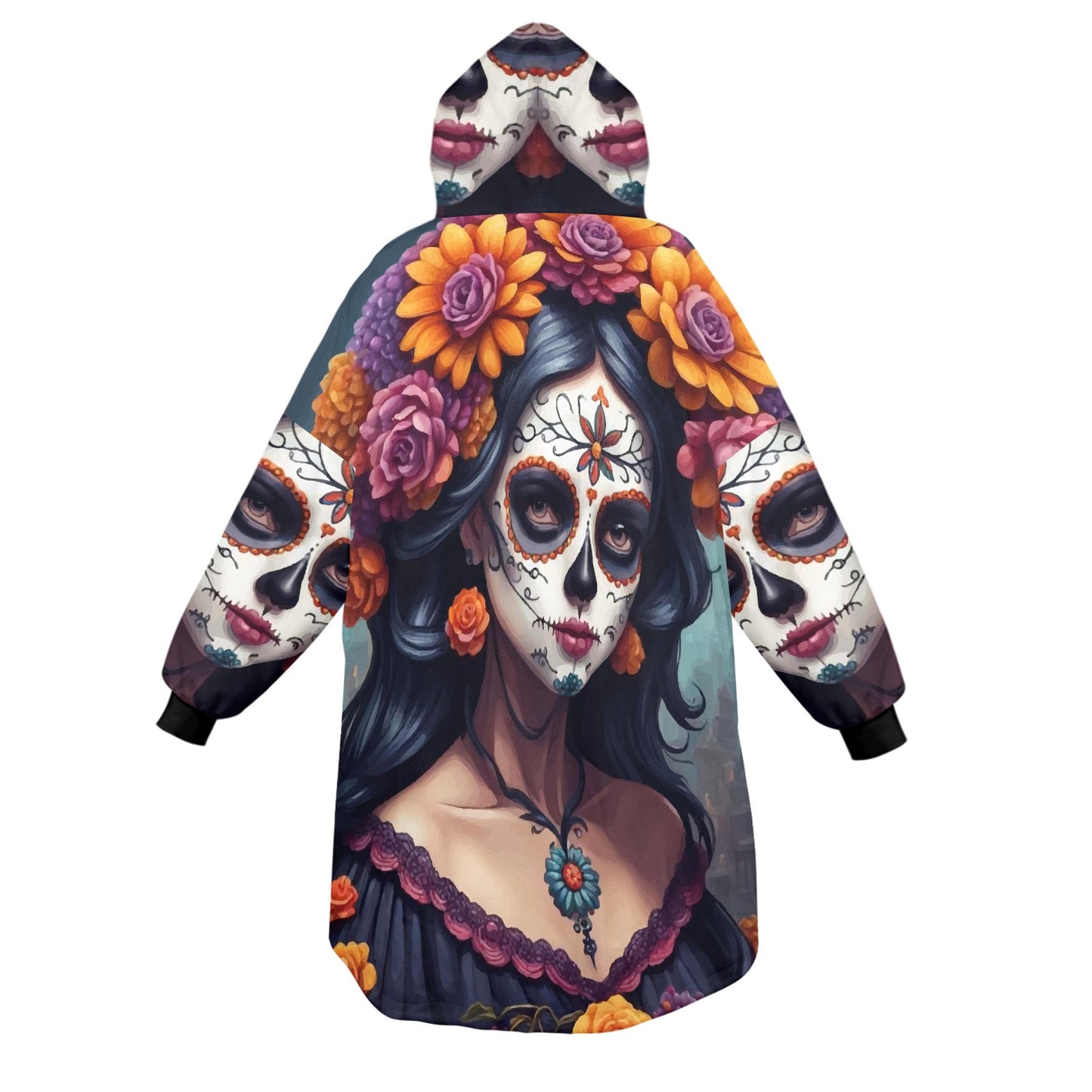 Día De Los Muertos Blanket Hoodie Chicano Art Personalized Blanket
