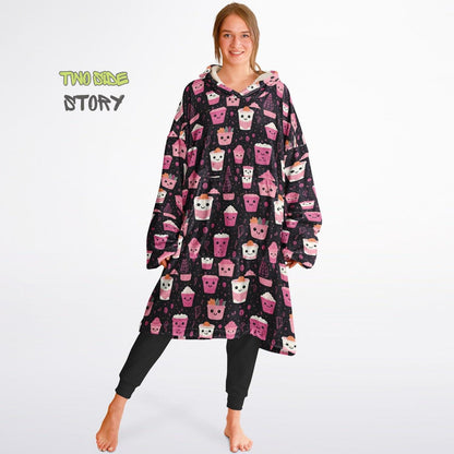 Unisex Cute Kawaii Halloween Print Snug Hoodie,Printed Hooded Blanket with Sleeves, Lounge Wear, Novelty Gifts, Birthday Gift,Christmas Gift
