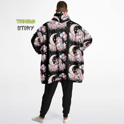 Unisex Cute Kawaii Unicorn Print Snug Hoodie,Printed Hooded Blanket with Sleeves, Lounge Wear, Novelty Gifts, Birthday Gift ,Christmas Gifts