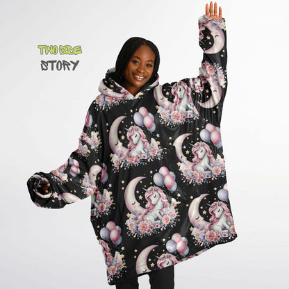 Unisex Cute Kawaii Unicorn Print Snug Hoodie,Printed Hooded Blanket with Sleeves, Lounge Wear, Novelty Gifts, Birthday Gift ,Christmas Gifts