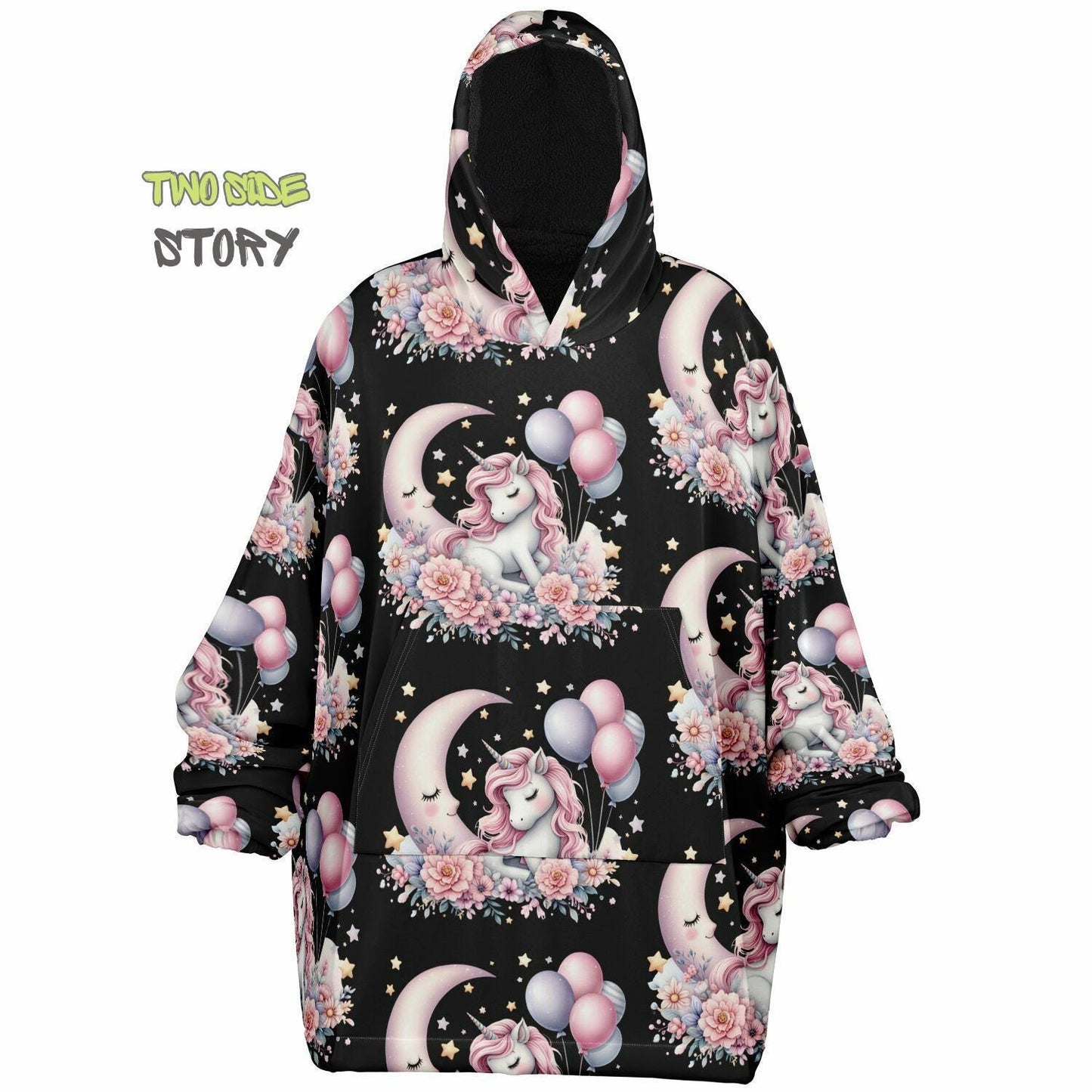 Unisex Cute Kawaii Unicorn Print Snug Hoodie,Printed Hooded Blanket with Sleeves, Lounge Wear, Novelty Gifts, Birthday Gift ,Christmas Gifts