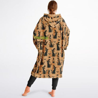 Unisex Halloween Which Cat Print Snug Hoodie,Printed Hooded Blanket,Blanket Sleeves,Lounge Wear,Unique,Novelty Gifts,Birthday Christmas Gift