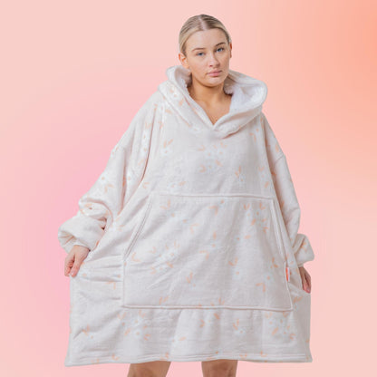 Flowers Hoodie Blanket Oversized Thick Sherpa Hoodie Snugclub One Size