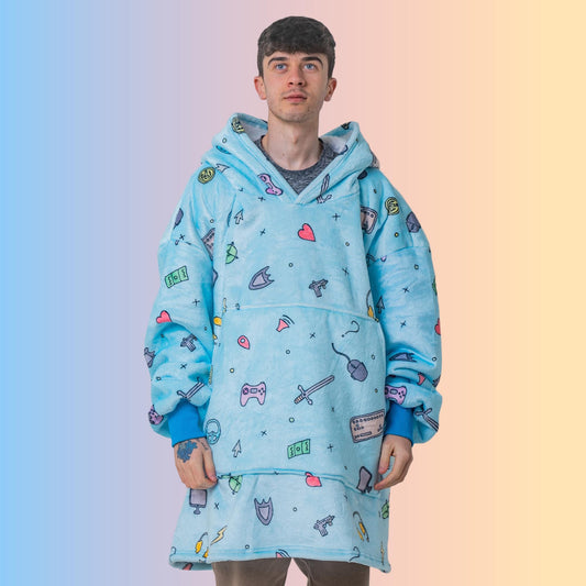 Gamer Gaming Hoodie Blanket Oversized Thick Sherpa Hoodie Snugclub One Size