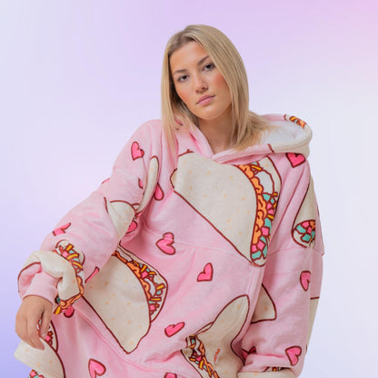 Pink Taco Hoodie Blanket Oversized Thick Sherpa Hoodie Snugclub One Size