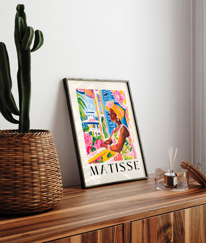 Black woman art, Matisse print, Cuba art, Black girl wall art, Maximalist poster, Pink tropical dopamine decor