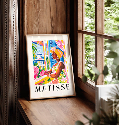 Black woman art, Matisse print, Cuba art, Black girl wall art, Maximalist poster, Pink tropical dopamine decor
