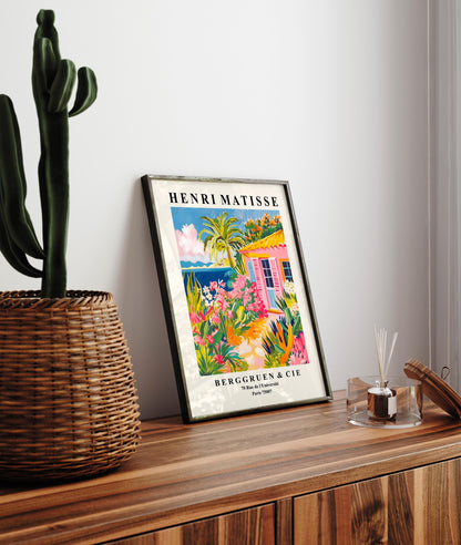 Beach house decor, Mid century modern poster, Pink dopamine art, Maximalist Matisse poster