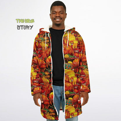 Trippy Psychedelic Mushrooms Printed Microfleece Zipper Jacket, Printed Hoodie,Trippy Cloak, Gift for Him, Unique Christmas Birthday Gifts