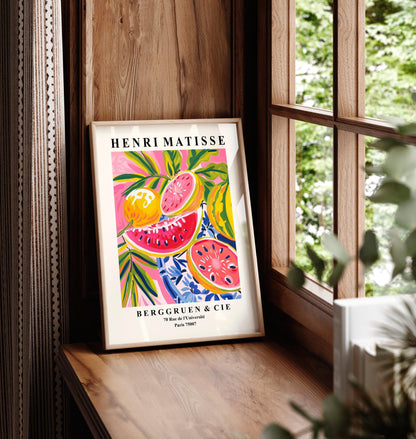 Matisse Watermelon Art Print: Mid-Century Modern Pink Decor