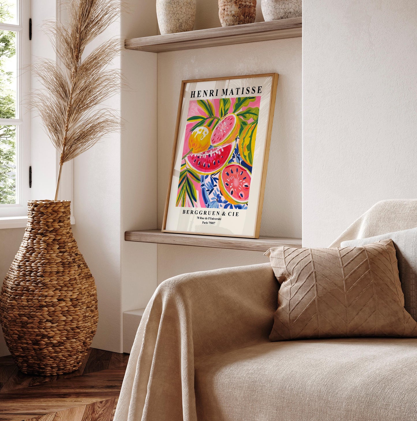 Matisse Watermelon Art Print: Mid-Century Modern Pink Decor