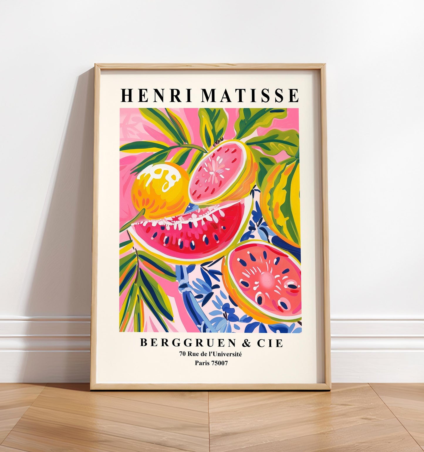 Matisse Watermelon Art Print: Mid-Century Modern Pink Decor
