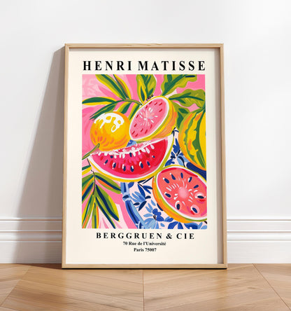Matisse Watermelon Art Print: Mid-Century Modern Pink Decor