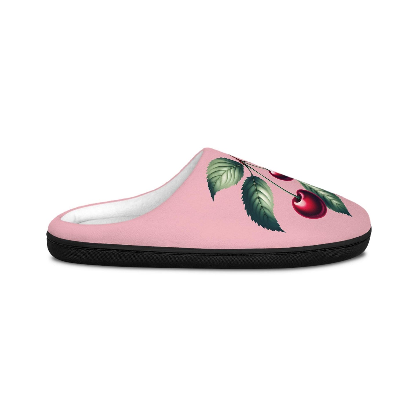 Cherryinspired Women'sSlippers Fruit Cherry Slippers Cherryfruit Houseshoes Slippers On BlushRose Pink PinkBackground Roseful Pink