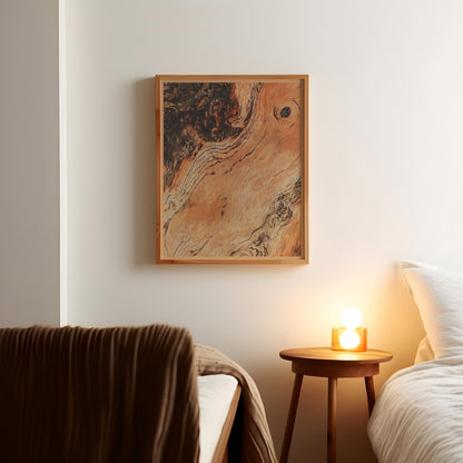 Rose Wood Wall Decor Rustic Boho Style Print Luxury Antique Wooden Style Living Room Wall Art Mid Century Modern Minimalist Simplistic Art