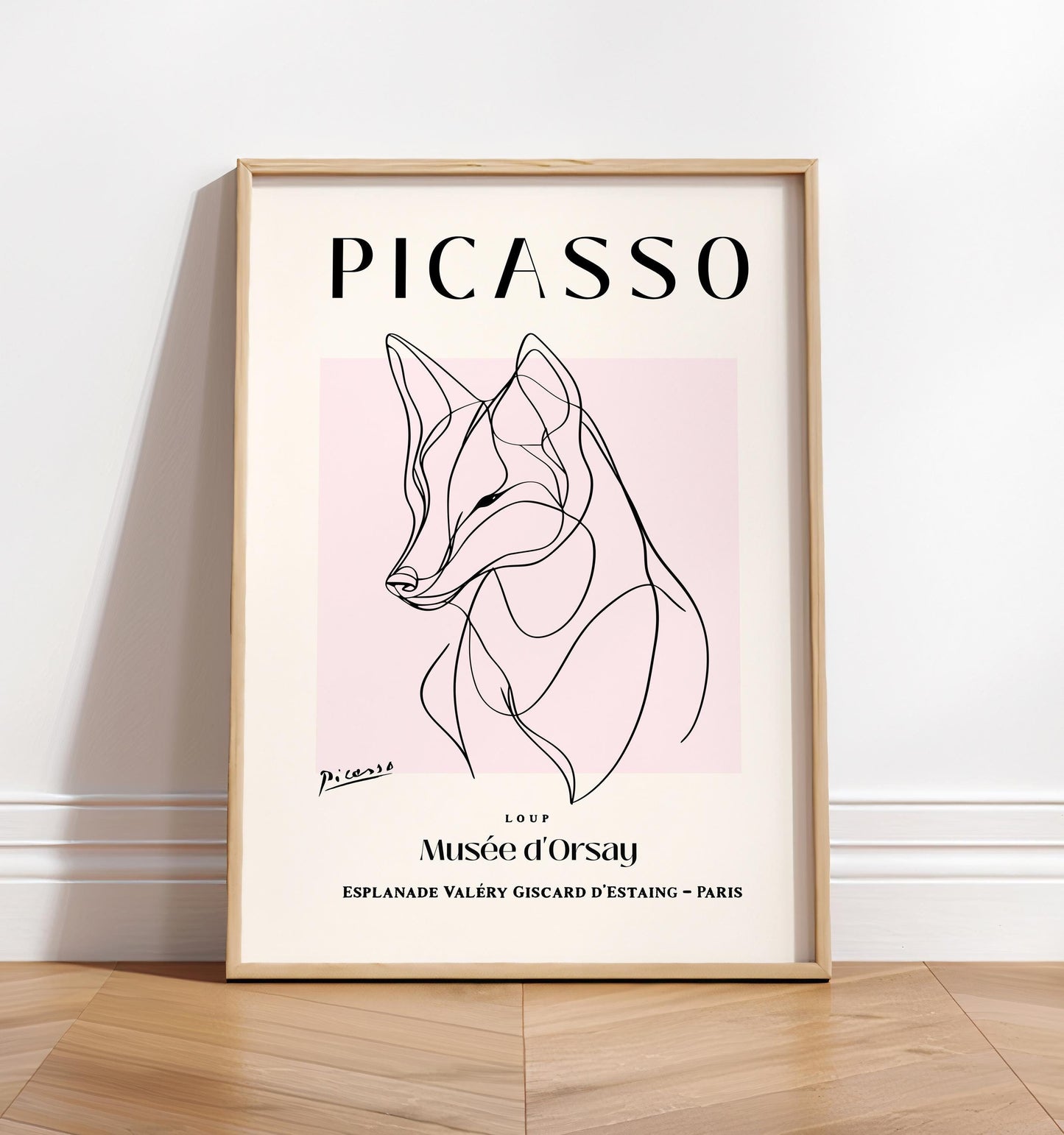 Wolf lover gift, Picasso wall art, Wolf art print, Minimalist decor, Mid century poster