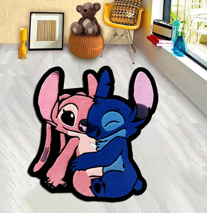 Angel and stitch love,Anime fans and Gamers,Lilo and Stitch Valentines Day Rug home decoration, Carpet gift, birthday, Stitch rug,Custom rug