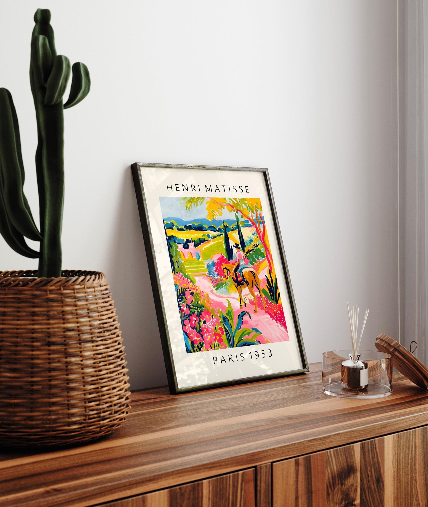 Horse riding poster, Mid century modern print, Maximalist wall art, Matisse style dopamine decor