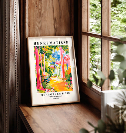 Matisse Style Tropical Forest Art Print: Pink Maximalist Decor