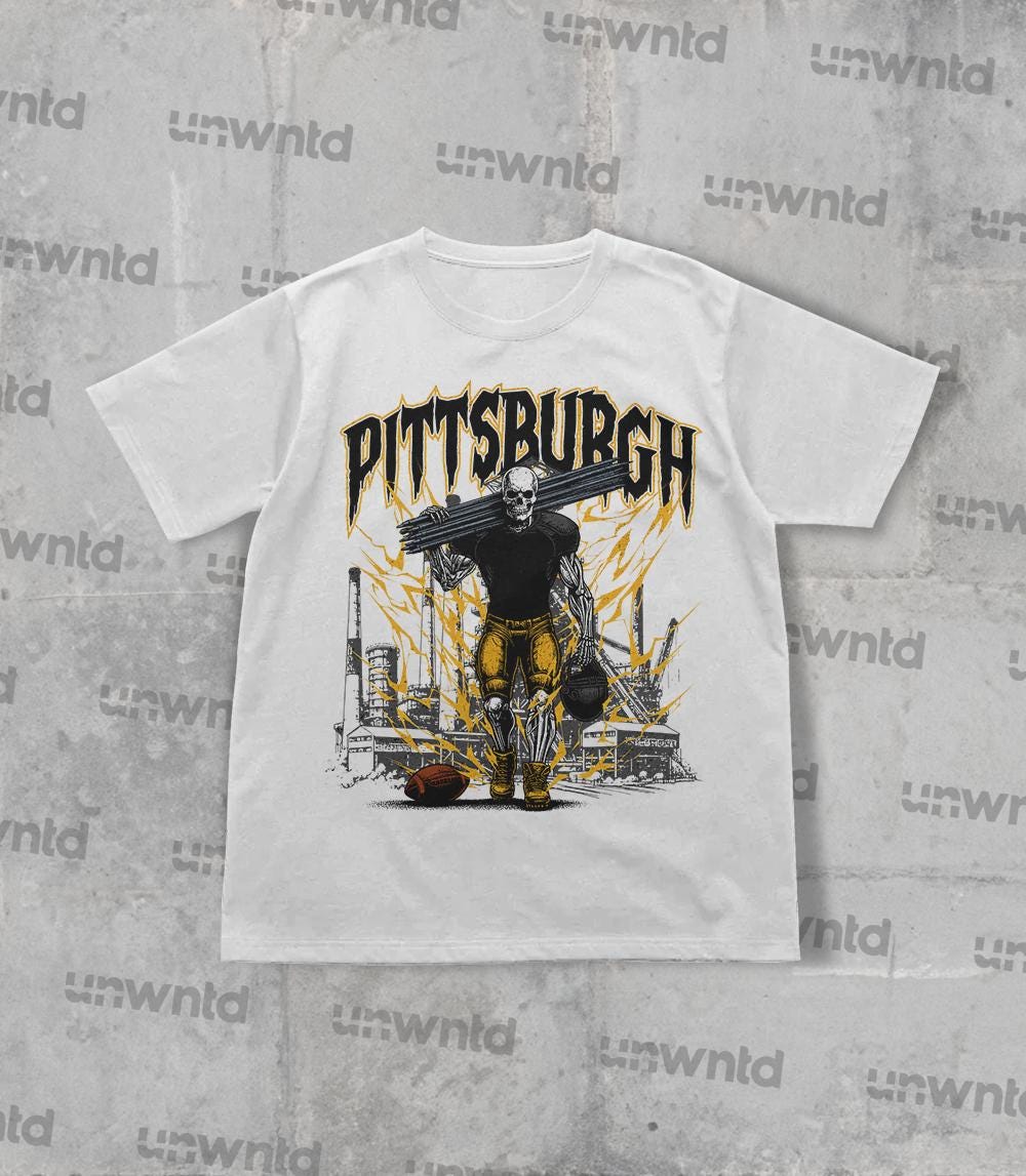Pittsburgh Football Shirt - Graphic Tees - Skeleton Shirt - Merch Tee - Gift Shirt - Bootleg Shirt - Vintage - Skeleton Football Shirt